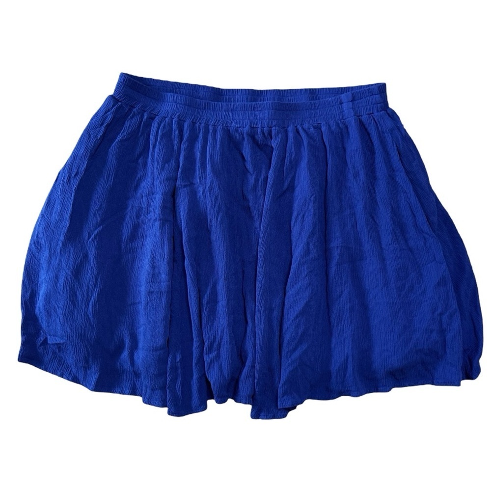 ModCloth Blue Skater Mini Skirt Pull On With Pockets Double Lined Size XL